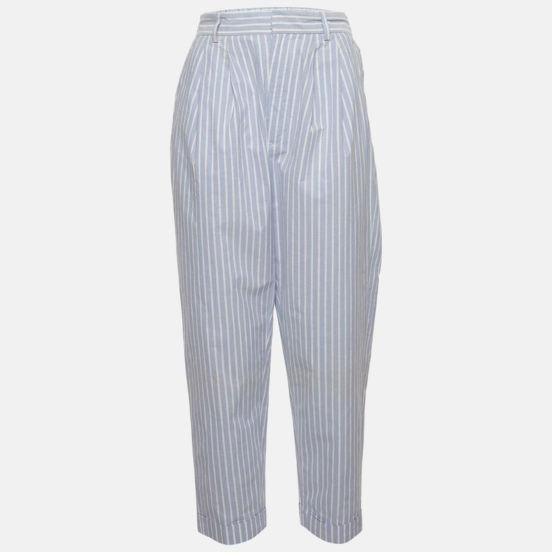 Maison Martin Margiela Blue/White Striped Cotton Trousers S